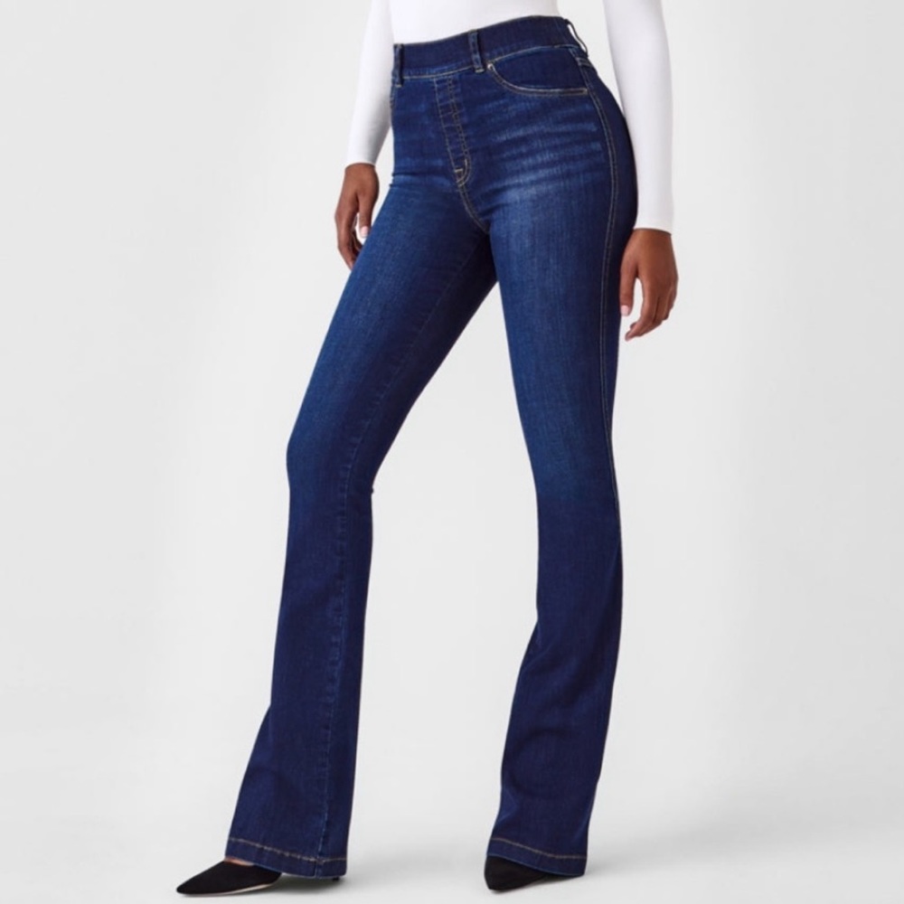 Spanx Flare Jeans in Midnight Shade Sz M Tall